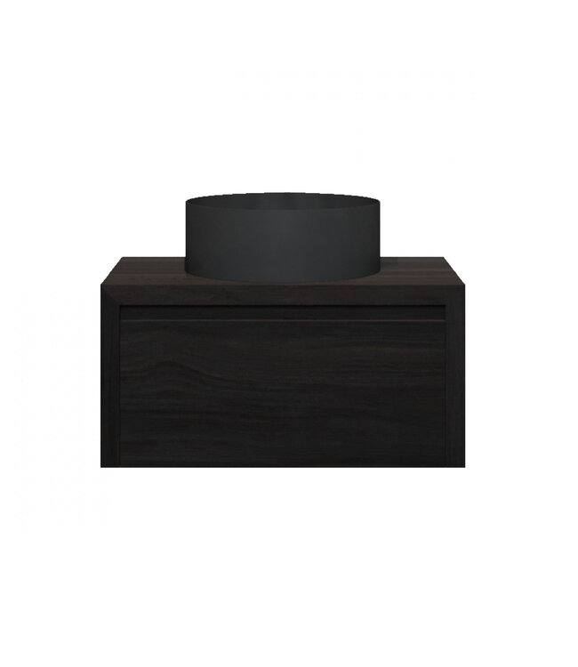 GLISS DESIGN Gliss Design Ares Wastafelonderkast met topblad Charcoal 70x45x35 cm 1 lade greeploos