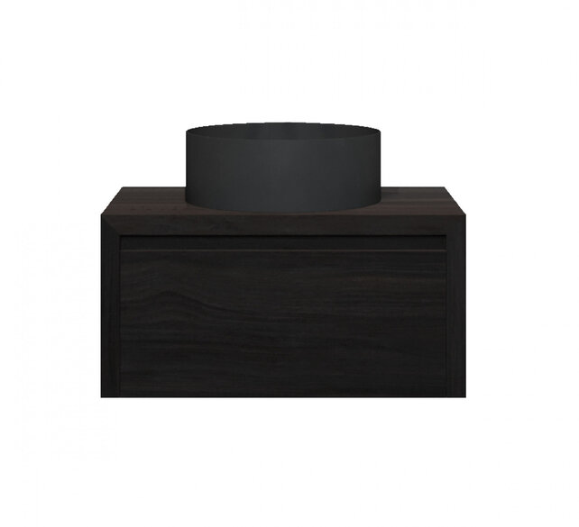 Gliss Design Ares Wastafelonderkast met topblad Charcoal 80x45x35 cm 1 lade greeploos