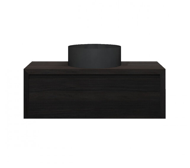 Gliss Design Ares Wastafelonderkast met topblad Charcoal 90x45x35 cm 1 lade greeploos