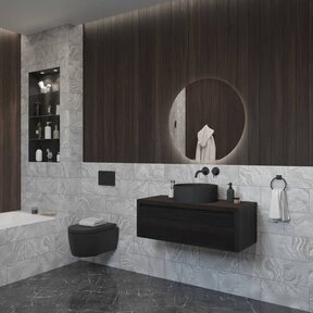 Gliss Design Ares Wastafelonderkast met topblad Charcoal 90x45x35 cm 1 lade greeploos