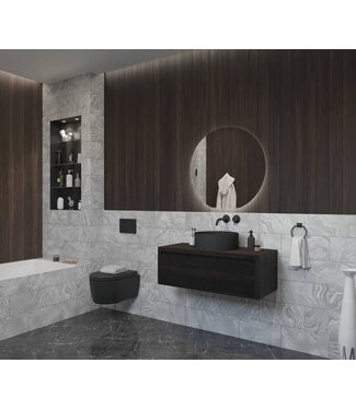 GLISS DESIGN Gliss Design Ares Wastafelonderkast met topblad Charcoal 90x45x35 cm 1 lade greeploos