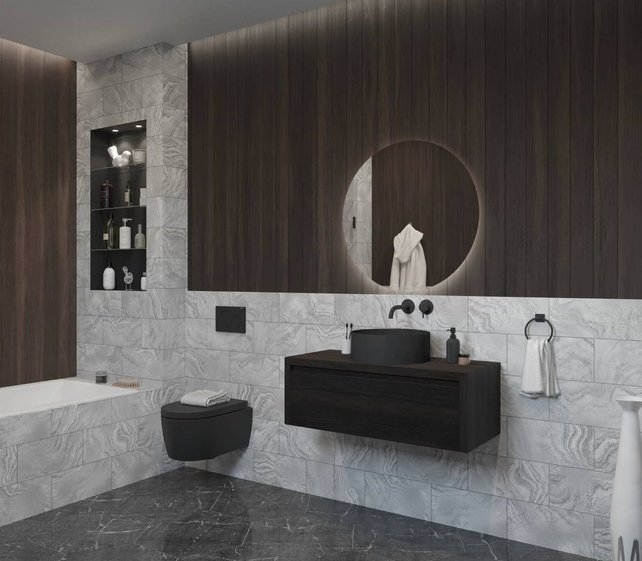Gliss Design Ares Wastafelonderkast met topblad Charcoal 100x45x35 cm 1 lade greeploos Gliss Design Ares Wastafelonderkast met topblad Charcoal 100x45x35 cm 1 lade greeploos