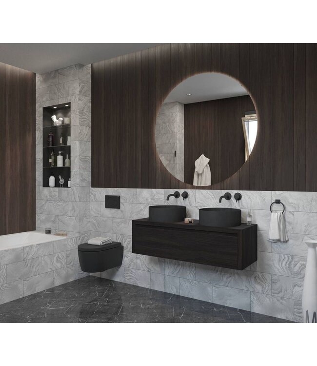 GLISS DESIGN Gliss Design Ares Wastafelonderkast met topblad Charcoal 120x45x35 cm 1 lade greeploos