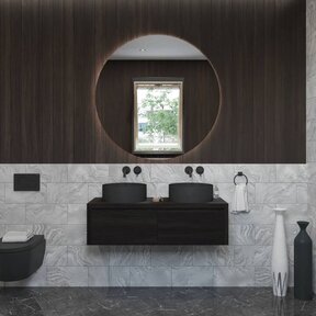 Gliss Design Ares Wastafelonderkast met topblad Charcoal 120x45x35 cm 2 lades greeploos