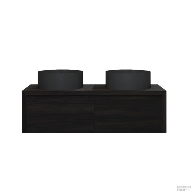 Gliss Design Ares Wastafelonderkast met topblad Charcoal 120x45x35 cm 2 lades greeploos