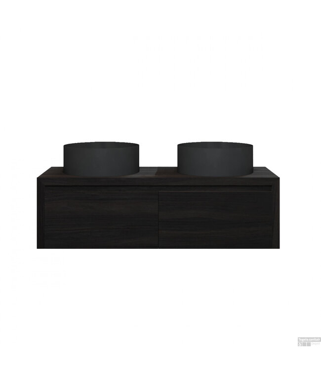 Gliss Design Ares Wastafelonderkast met topblad Charcoal 120x45x35 cm 2 lades greeploos