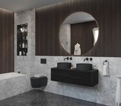 Gliss Design Ares Wastafelonderkast met topblad Charcoal 140x45x35 cm 2 lades greeploos