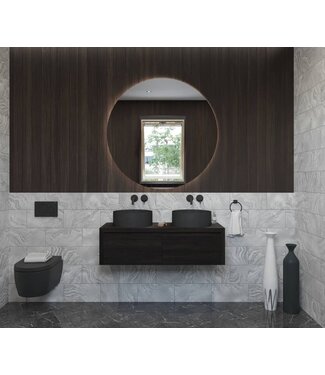 GLISS DESIGN Gliss Design Ares Wastafelonderkast met topblad Charcoal 140x45x35 cm 2 lades greeploos