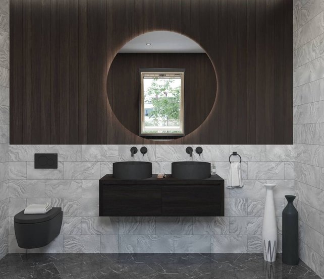 Gliss Design Ares Wastafelonderkast met topblad Charcoal 140x45x35 cm 2 lades greeploos