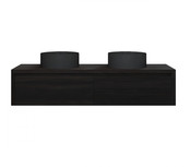 Gliss Design Ares Wastafelonderkast met topblad Charcoal 160x45x35 cm 2 lades greeploos