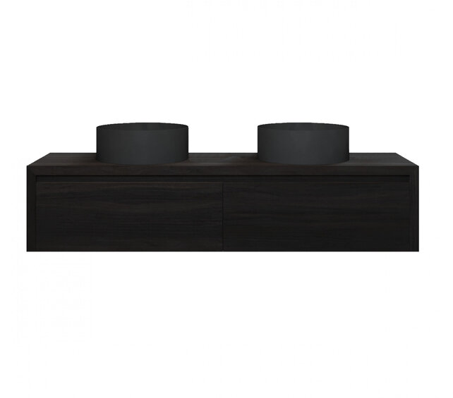 Gliss Design Ares Wastafelonderkast met topblad Charcoal 160x45x35 cm 2 lades greeploos