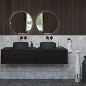 Gliss Design Ares Wastafelonderkast met topblad Charcoal 160x45x35 cm 2 lades greeploos