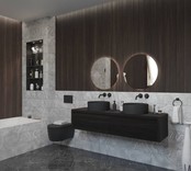 Gliss Design Ares Wastafelonderkast met topblad Charcoal 180x45x35 cm 2 lades greeploos