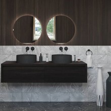 Gliss Design Ares Wastafelonderkast met topblad Charcoal 180x45x35 cm 2 lades greeploos