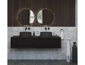 Gliss Design Ares Wastafelonderkast met topblad Charcoal 180x45x35 cm 2 lades greeploos