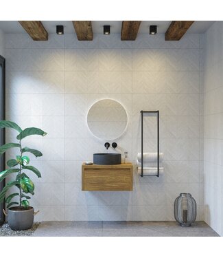 GLISS DESIGN Gliss Design Ares Wastafelonderkast met topblad Castle Brown 60x45x35 cm 1 lade greeploos