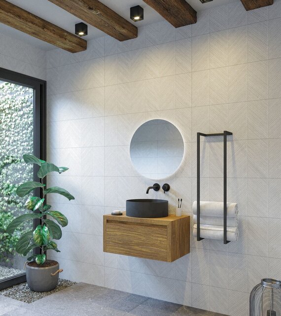 Gliss Design Ares Wastafelonderkast met topblad Castle Brown 60x45x35 cm 1 lade greeploos