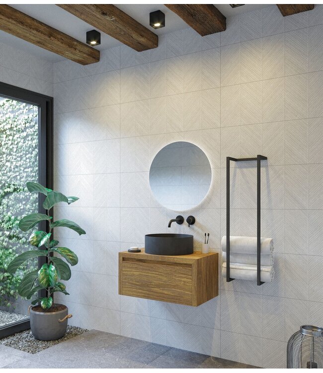 Gliss Design Ares Wastafelonderkast met topblad Castle Brown 60x45x35 cm 1 lade greeploos