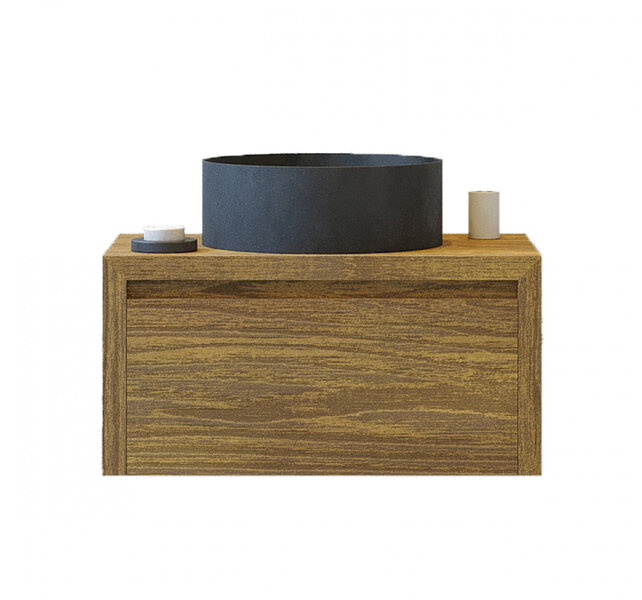 Gliss Design Ares Wastafelonderkast met topblad Castle Brown 60x45x35 cm 1 lade greeploos