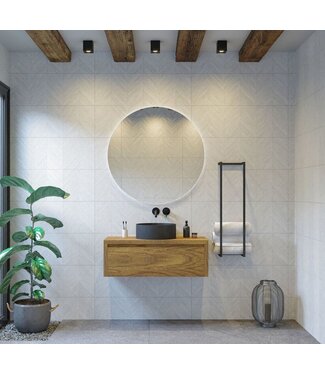 GLISS DESIGN Gliss Design Ares Wastafelonderkast met topblad Castle Brown 90x45x35 cm 1 lade greeploos