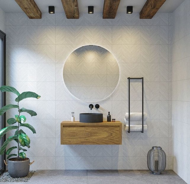 Gliss Design Ares Wastafelonderkast met topblad Castle Brown 90x45x35 cm 1 lade greeploos