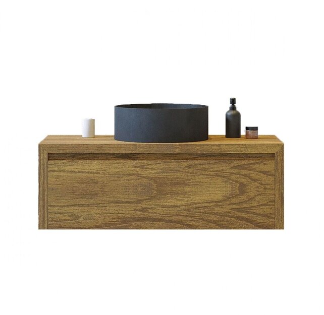 Gliss Design Ares Wastafelonderkast met topblad Castle Brown 90x45x35 cm 1 lade greeploos