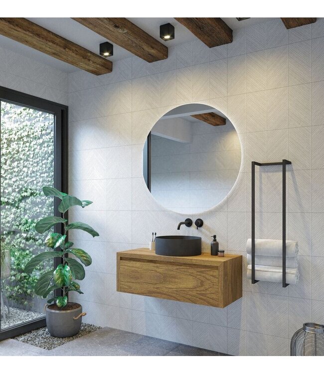 GLISS DESIGN Gliss Design Ares Wastafelonderkast met topblad Castle Brown 100x45x35 cm 1 lade greeploos