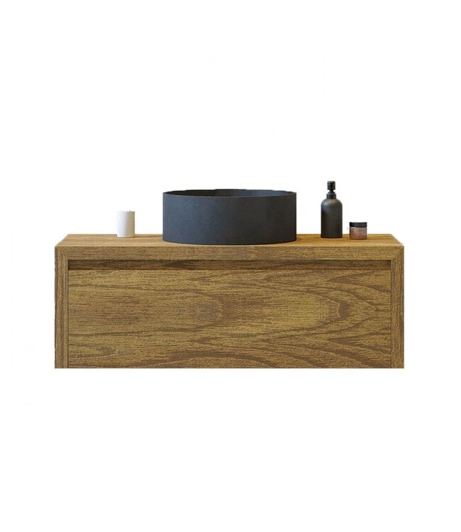 GLISS DESIGN Gliss Design Ares Wastafelonderkast met topblad Castle Brown 100x45x35 cm 1 lade greeploos