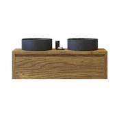 Gliss Design Ares Wastafelonderkast met topblad Castle Brown 120x45x35 cm 1 lade greeploos