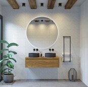 Gliss Design Ares Wastafelonderkast met topblad Castle Brown 120x45x35 cm 1 lade greeploos