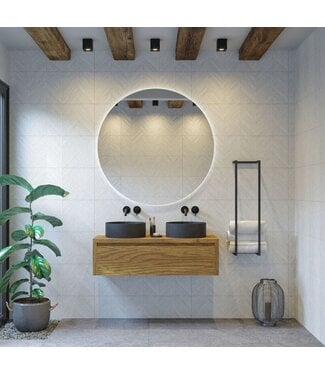 GLISS DESIGN Gliss Design Ares Wastafelonderkast met topblad Castle Brown 120x45x35 cm 1 lade greeploos