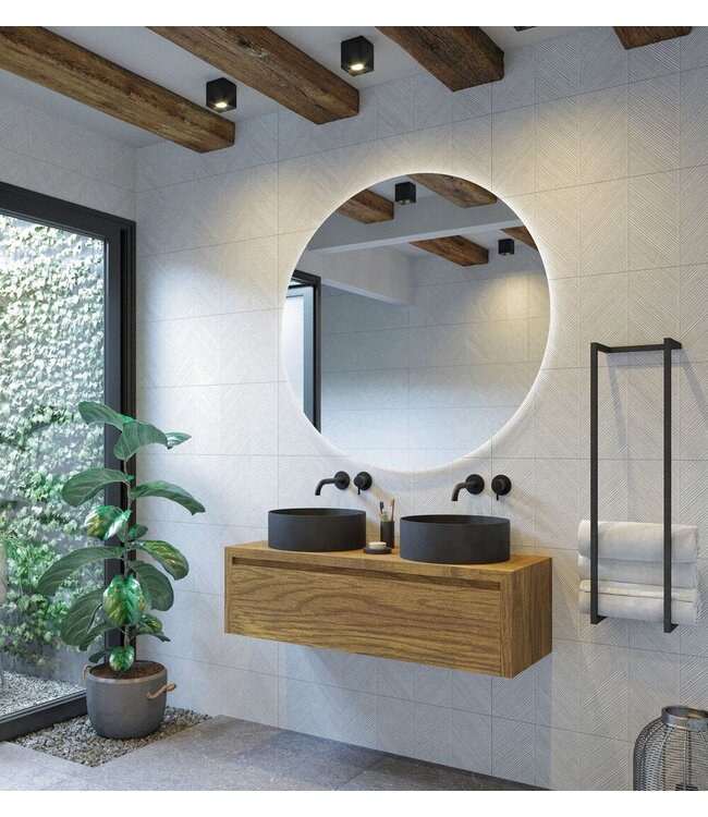 Gliss Design Ares Wastafelonderkast met topblad Castle Brown 120x45x35 cm 2 lades greeploos