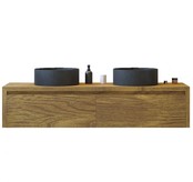 Gliss Design Ares Wastafelonderkast met topblad Castle Brown 180x45x35 cm 2 lades greeploos