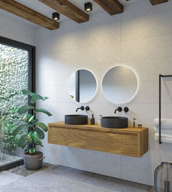 Gliss Design Ares Wastafelonderkast met topblad Castle Brown 180x45x35 cm 2 lades greeploos