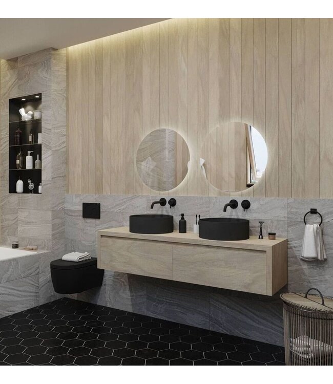 GLISS DESIGN Gliss Design Ares Wastafelonderkast met topblad Corn Silk 180x45x35 cm 2 lades greeploos