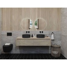 Gliss Design Ares Wastafelonderkast met topblad Corn Silk 180x45x35 cm 2 lades greeploos