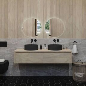 Gliss Design Ares Wastafelonderkast met topblad Corn Silk 180x45x35 cm 2 lades greeploos