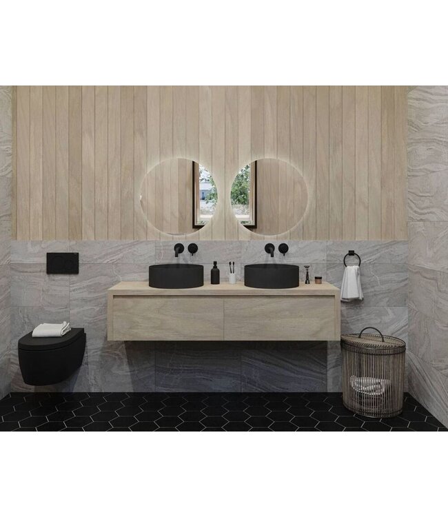 GLISS DESIGN Gliss Design Ares Wastafelonderkast met topblad Corn Silk 180x45x35 cm 2 lades greeploos