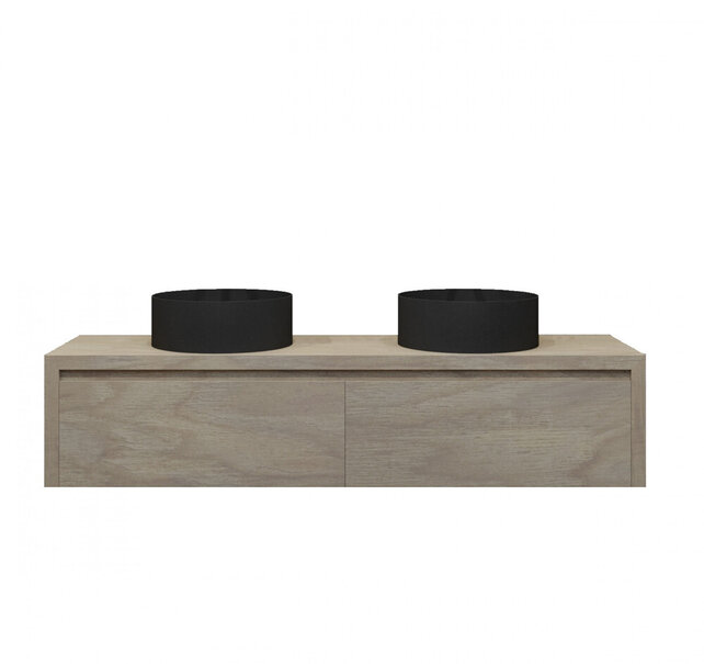 Gliss Design Ares Wastafelonderkast met topblad Corn Silk 160x45x35 cm 2 lades greeploos