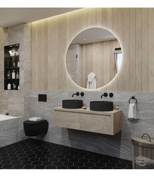 GLISS DESIGN Gliss Design Ares Wastafelonderkast met topblad Corn Silk 120x45x35 cm 2 lades greeploos