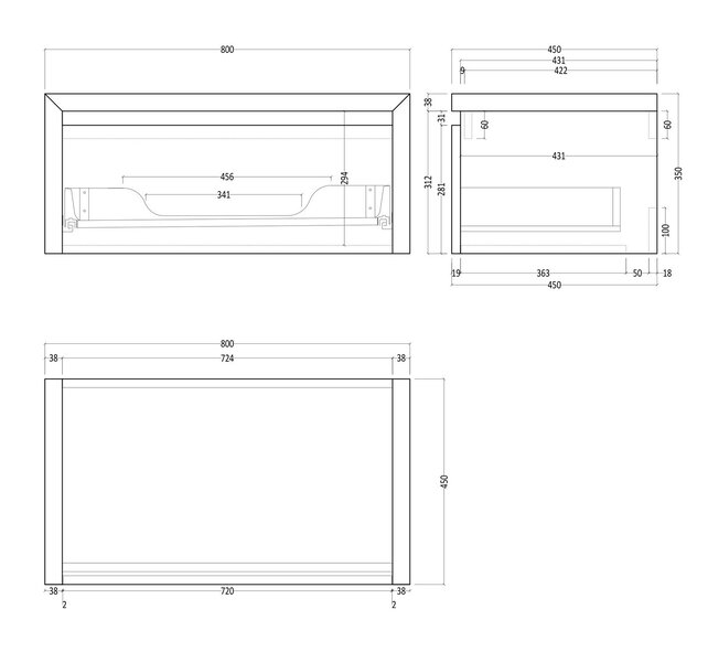 Gliss Design Ares Wastafelonderkast met topblad Corn Silk 80x45x35 cm 1 lade greeploos