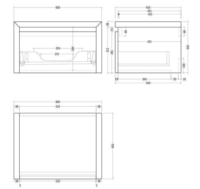 Gliss Design Ares Wastafelonderkast met topblad Corn Silk 60x45x35 cm 1 lade greeploos