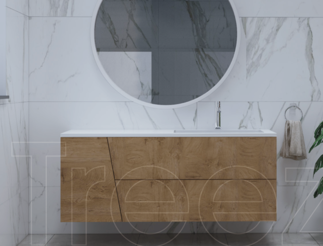 Gliss Design Treez Badkamermeubel 120 cm Oak Classic met wastafel Rechts kraangat 0 - 1