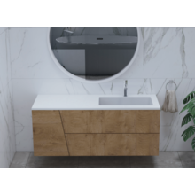 Gliss Design Treez Badkamermeubel 120 cm Oak Classic met wastafel Rechts kraangat 0 - 1