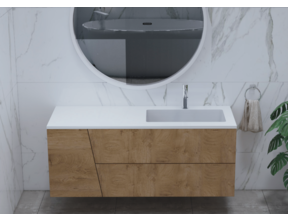 Gliss Design Treez Badkamermeubel 120 cm Oak Classic met wastafel Rechts kraangat 0 - 1
