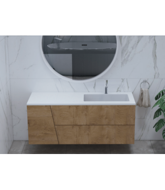 GLISS DESIGN Gliss Design Treez Badkamermeubel 120 cm Oak Classic met wastafel Rechts kraangat 0 - 1