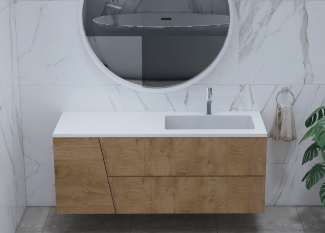 Gliss Design Treez Badkamermeubel 140 cm Oak Classic met wastafel Rechts kraangat 0 - 1