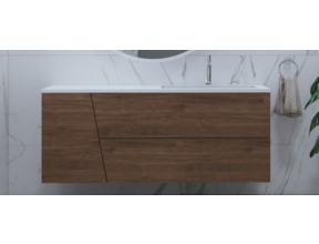 Gliss Design Treez Badkamermeubel 120 cm Oak Cognac met wastafel Rechts kraangat 0 - 1