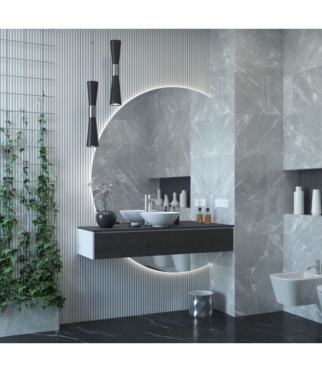 GLISS DESIGN Gliss Design Calypso Onderkast Zwart Eiken 140 cm Badmeubel met topblad