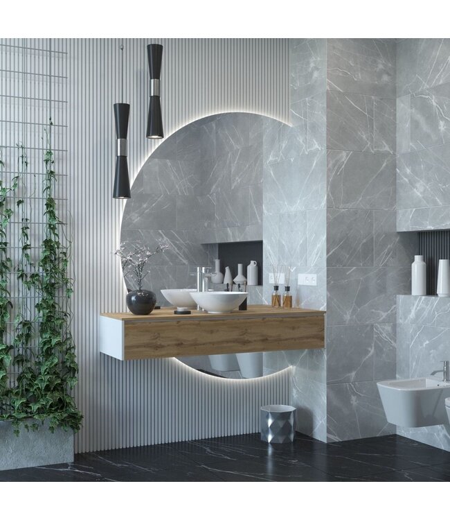 Gliss Design Calypso Onderkast Rustiek Eiken 120 cm Badmeubel met topblad